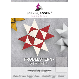 Marpa Jansen | Papierstreifen für Weihnachtssterne Fröbelsterne 130g/m² Tonzeichenpapier mit Bastelanleitung - Racher
