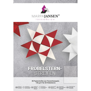 Marpa Jansen | Papierstreifen für Weihnachtssterne Fröbelsterne 130g/m² Tonzeichenpapier mit Bastelanleitung - Racher