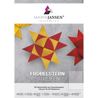 Marpa Jansen | Papierstreifen für Weihnachtssterne Fröbelsterne 130g/m² Tonzeichenpapier mit Bastelanleitung - Racher