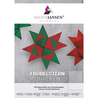 Marpa Jansen | Papierstreifen für Weihnachtssterne Fröbelsterne 130g/m² Tonzeichenpapier mit Bastelanleitung - Racher