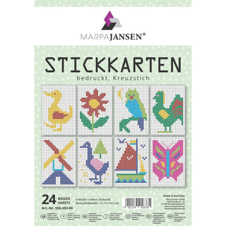 Marpa Jansen | Stickkarten Bastelkarten für Kinder vorgelocht, bedruckt 300g/m2 - Racher