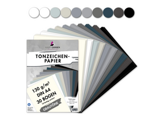 Marpa Jansen | Tonzeichenpapier A4 10-Grautöne sortiert 30 Blatt - Racher