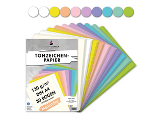 Marpa Jansen | Tonzeichenpapier A4 10-Pastelltöne sortiert 30 Blatt - Racher