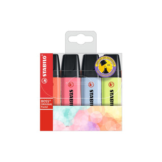 STABILO | BOSS Original Pastell Textmarker Set - 4er Etui, 2-5mm - Racher