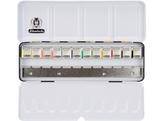Schmincke | Akademie Aquarell Kompakter Metallkasten 12 x 1/2 Näpfchen - Racher