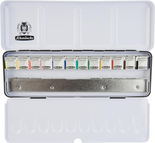 Schmincke | Akademie Aquarell Kompakter Metallkasten 12 x 1/2 Näpfchen - Racher