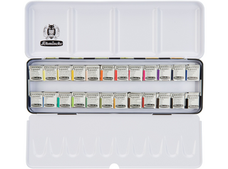 Schmincke | Akademie Aquarell Kompakter Metallkasten 24 x 1/2 Näpfchen - Racher