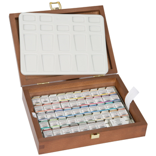 Schmincke | Horadam Aquarell Holzkasten 47 x 1/2 Näpfchen & Porzellanplatte - Racher