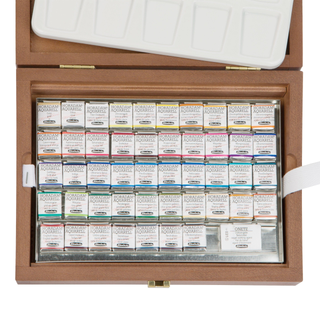 Schmincke | Horadam Aquarell Holzkasten 47 x 1/2 Näpfchen & Porzellanplatte - Racher