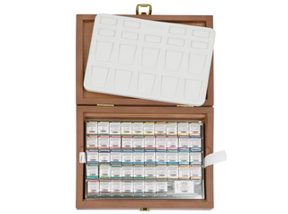 Schmincke | Horadam Aquarell Holzkasten 47 x 1/2 Näpfchen & Porzellanplatte - Racher