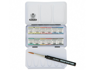 Schmincke | Horadam Aquarell Metallkasten 12 x 1/2 Näpfchen & 1 Pinsel - Racher