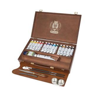 Schmincke | Norma Professional Ölfarben Holzkasten 15 x 35ml + Hilfsmittel & Zubehör - Racher