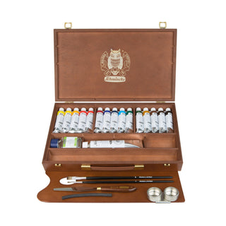 Schmincke | Norma Professional Ölfarben Holzkasten 15 x 35ml + Hilfsmittel & Zubehör - Racher