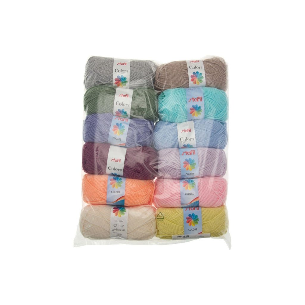 Stafil | Schulwolle Strick- & Häkelwolle 50g 12er Set Pastellfarben ...