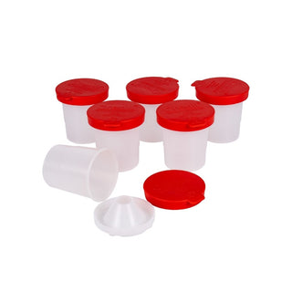 Creall | Farbbecher mit Deckel & Umfallschutz Einzeln & 6-Set Transparenter Kunststoffbecher, kippsicher, ideal für Tempera & Aquarell