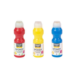 Creall | Spongy Plakatfarbe-Stifte 70ml Gouache Wasserbasiert, Schwammkappe an Öffnung - Gebrauchsfertig ohne Pinsel