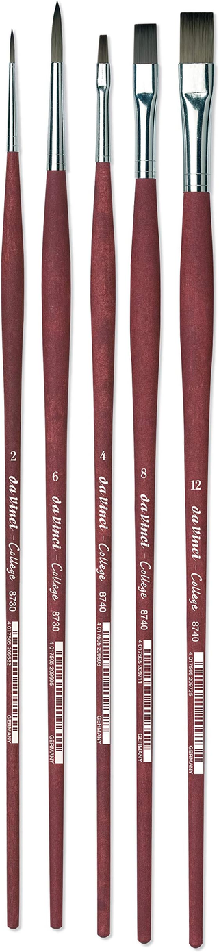 da Vinci | COLLEGE Pinselset 5er Set Synthetikpinsel für Öl- & Acrylmalerei - Racher