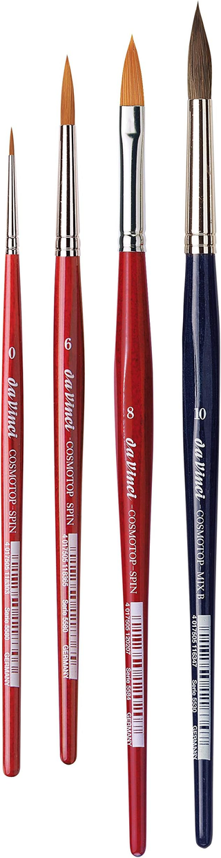 da Vinci | COSMOTOP Aquarell Pinsel-Set 4-Set Flach und Rund Aquarellmalerei - Racher