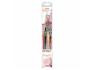 da Vinci | Urban Watercolor Journey Aquarell Pinsel-Set by May & Berry 4er Set für Urban Sketching & Aquarellkunst - Racher