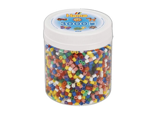 Hama  - Perlen, Dose mit 3000 Midi-Perlen, Bügelperlen, Volltonmix 10 Farben