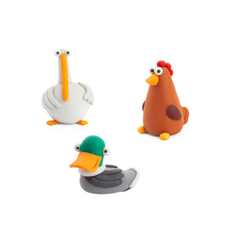 Hey Clay | Knetmasse Bauernhof Vögel 6 Dosen Selbsttrocknende Knete