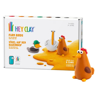 Hey Clay | Knetmasse Bauernhof Vögel 6 Dosen Selbsttrocknende Knete