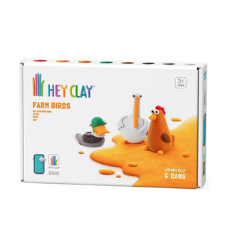 Hey Clay | Knetmasse Bauernhof Vögel 6 Dosen Selbsttrocknende Knete