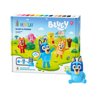 Hey Clay | Knetmasse Bluey & Freunde 15 Dosen Selbsttrocknende Knete