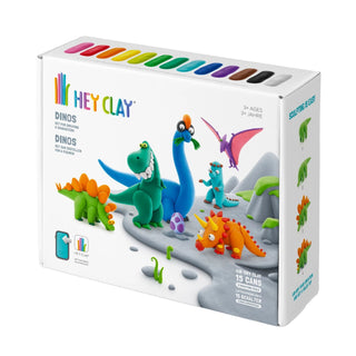 Hey Clay | Knetmasse Dinos 15 Dosen Selbsttrocknende Knete