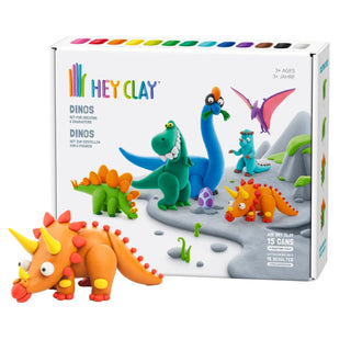 Hey Clay | Knetmasse Dinos 15 Dosen Selbsttrocknende Knete