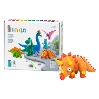 Hey Clay | Knetmasse Dinos 15 Dosen Selbsttrocknende Knete