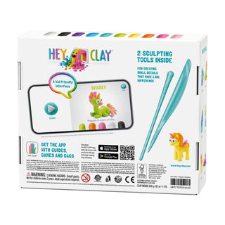 Hey Clay | Knetmasse Regenbogen Einhörner 15 Dosen Selbsttrocknende Knete