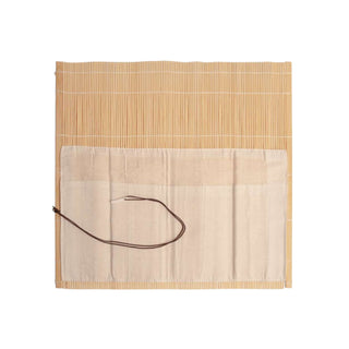 Honsell | Bambus-Pinselmatte mit Baumwolltasche 10 Fächer & Verschlussband (36,5 × 35cm)