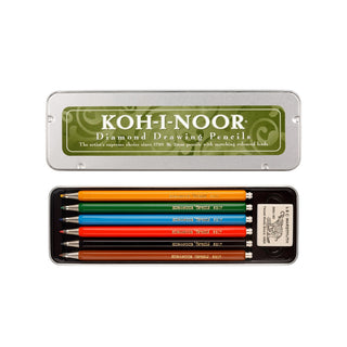 KOH-I-NOOR | Versatil Fallminenbleistift Set für 2×120mm Minen in 6 Farben ink. Minen