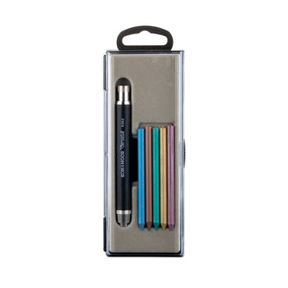 KOH-I-NOOR | Versatil Fallminenbleistift Set ink. bunten 5,6×80mm Minen mit Minenspitzer in Schwarz