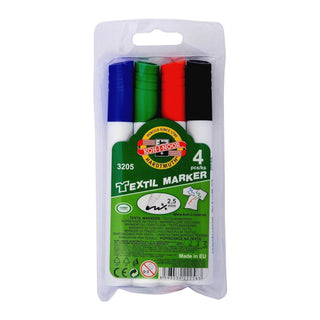 KOH-I-NOOR | Textilmarker Stoffmalstifte Set 4 Farben waschfest & lichtecht für kreative Textilien