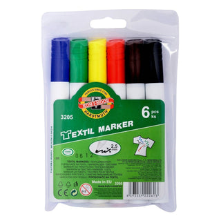 KOH-I-NOOR | Textilmarker Stoffmalstifte Set 6 Farben waschfest & lichtecht für kreative Textilgestaltung