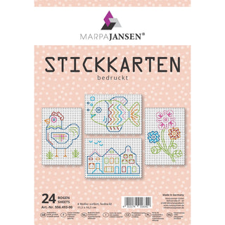 Marpa Jansen | Stickkarten Bastelkarten für Kinder vorgelocht, bedruckt 300g/m2