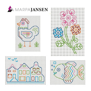 Marpa Jansen | Stickkarten Bastelkarten für Kinder vorgelocht, bedruckt 300g/m2