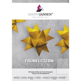 Marpa Jansen | Papierstreifen für Weihnachtssterne Fröbelsterne 130g/m² Tonzeichenpapier mit Bastelanleitung