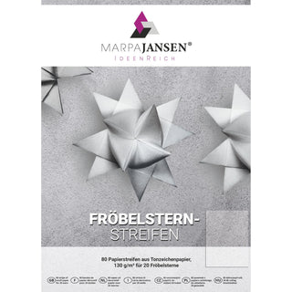 Marpa Jansen | Papierstreifen für Weihnachtssterne Fröbelsterne 130g/m² Tonzeichenpapier mit Bastelanleitung