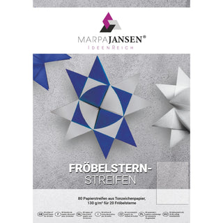 Marpa Jansen | Papierstreifen für Weihnachtssterne Fröbelsterne 130g/m² Tonzeichenpapier mit Bastelanleitung