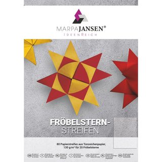 Marpa Jansen | Papierstreifen für Weihnachtssterne Fröbelsterne 130g/m² Tonzeichenpapier mit Bastelanleitung