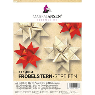 Marpa Jansen | Fröbelsterne Weihnachtssterne Premium Set Papierstreifen mit Bastelanleitung