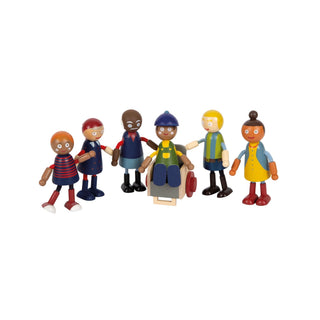 small foot | Biegepuppen-Familie mit Rollstuhl 6 Holzfiguren - Racher