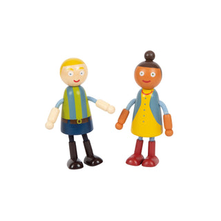 small foot | Biegepuppen-Familie mit Rollstuhl 6 Holzfiguren - Racher