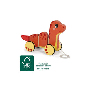 small foot | Nachziehtier Dino aus Holz - Racher
