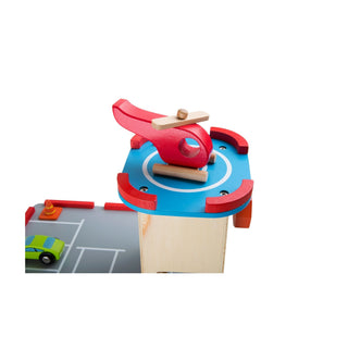 small foot | Parkhaus Rasante Abfahrt Spielgarage aus Holz mit Zubehör - Racher