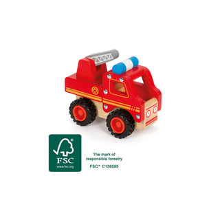 small foot | Feuerwehrfahrzeug aus Holz mit beweglicher Leiter