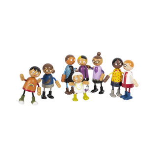 small foot | Biegepuppen-Familie mit Baby Patchworkfamily 8 Holzfiguren